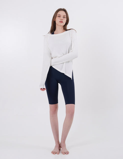 Wide Neck Slit Long Sleeve
